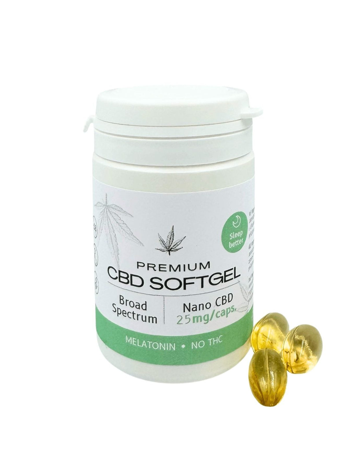 CBD capsules 25 mg met melatonine voor de avond